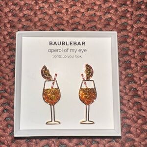 BaubleBar Orange Glitter Aperol Glass Earrings with Gold Accents